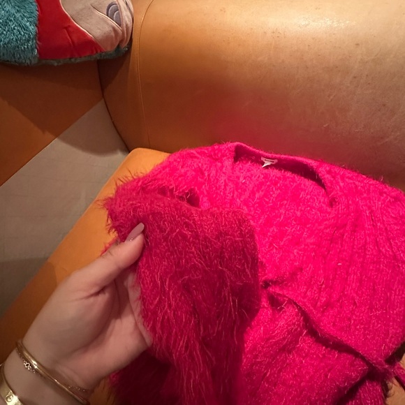 Garage Women's Fuzzy Pink Sweater - Picture 3 of 4